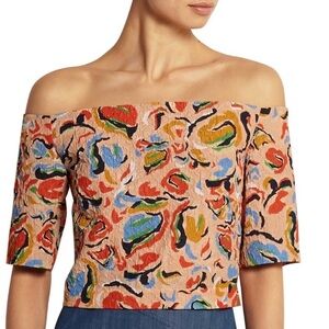 NWT Saloni Cecil Cropped Cloqué Top
Blouse